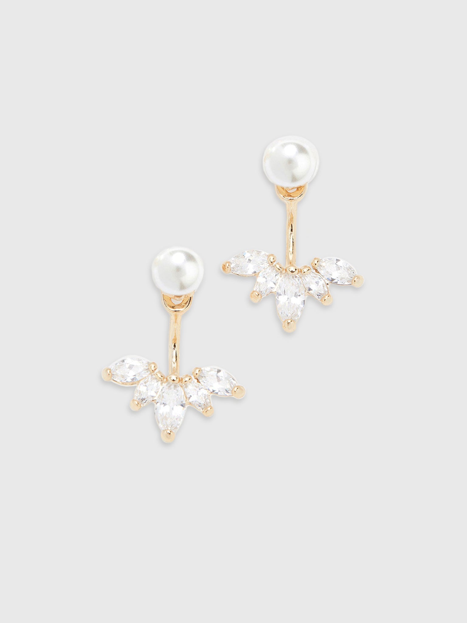 Shashi Marquise Pearl Ear Jacket Earrings - Saint Bernard