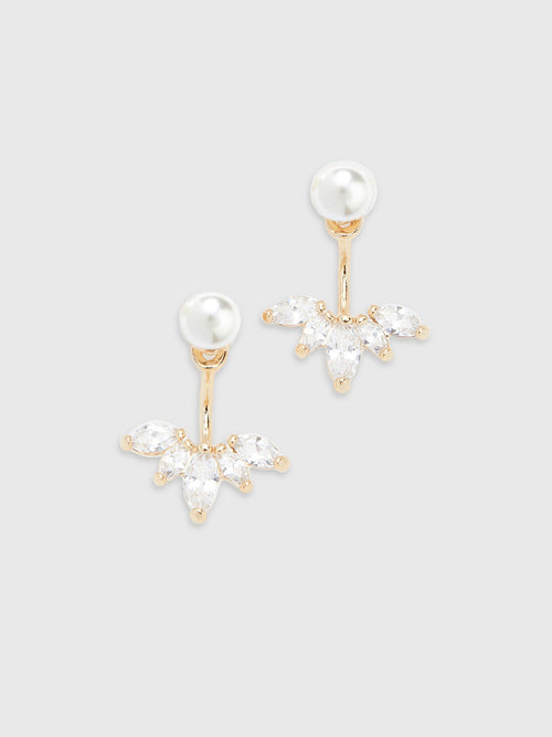 Shashi Marquise Pearl Ear Jacket Earrings