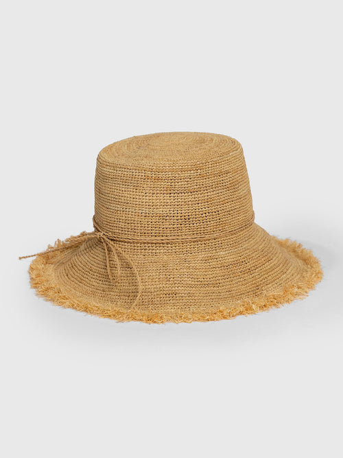 Hat Attack Women's Packable Raffia Bucket Hat - Saint Bernard