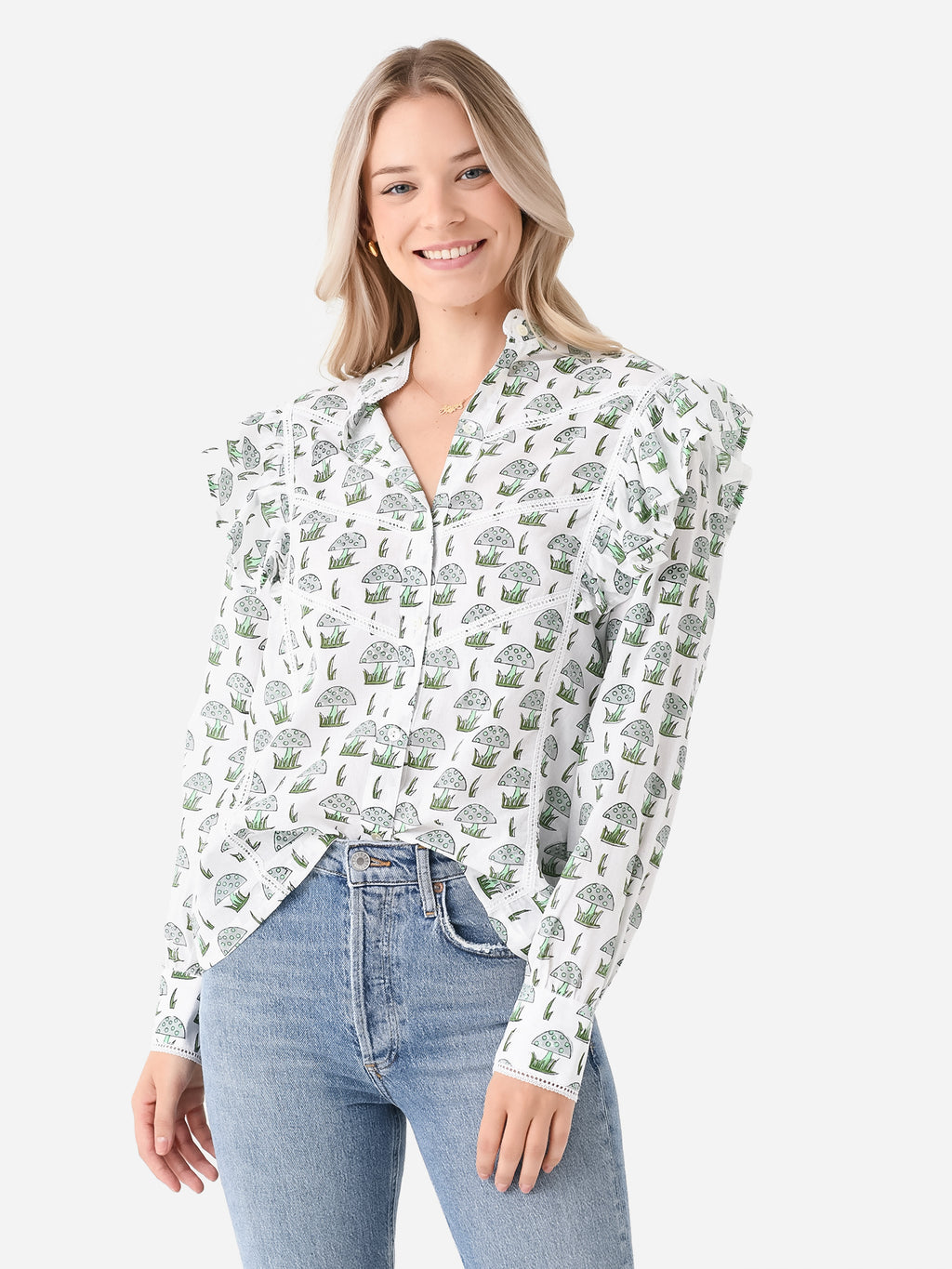 Sur La Vague Women's Shroom Long Sleeve Blouse - Saint Bernard