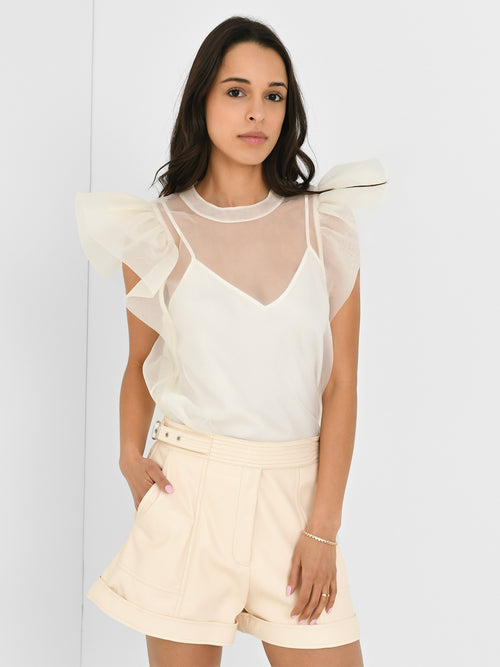 Simkhai Women's Corina Organza Ruffle Top