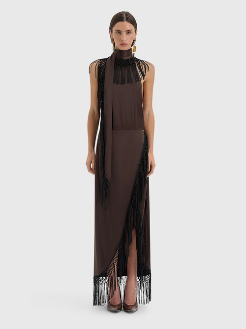 SIR. Women's Lula Fringe Dress - Saint Bernard