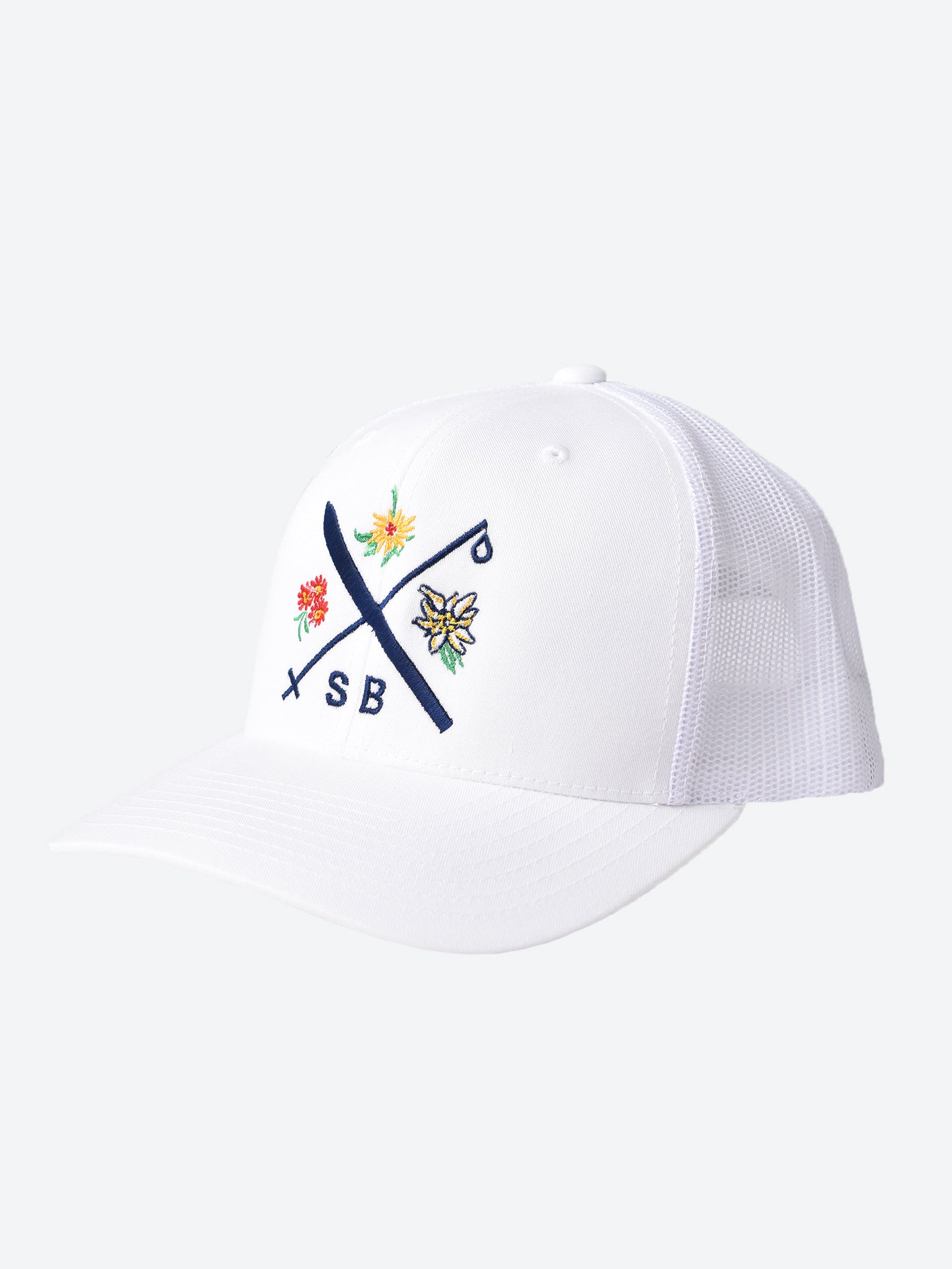 Saint Bernard Women's Ski Cross Flower Trucker Hat - Saint Bernard