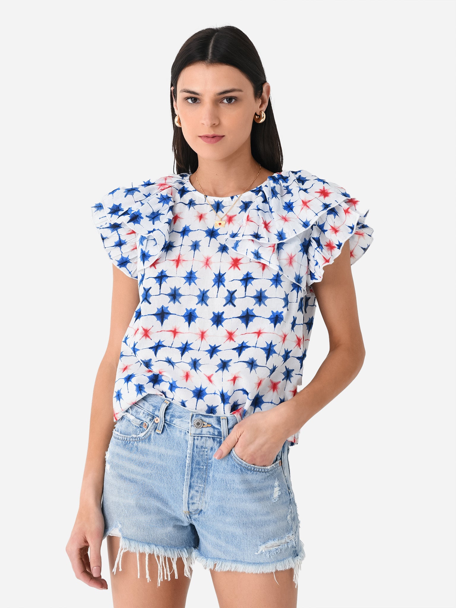 Sur La Vague Women's Ruffle Top - Saint Bernard