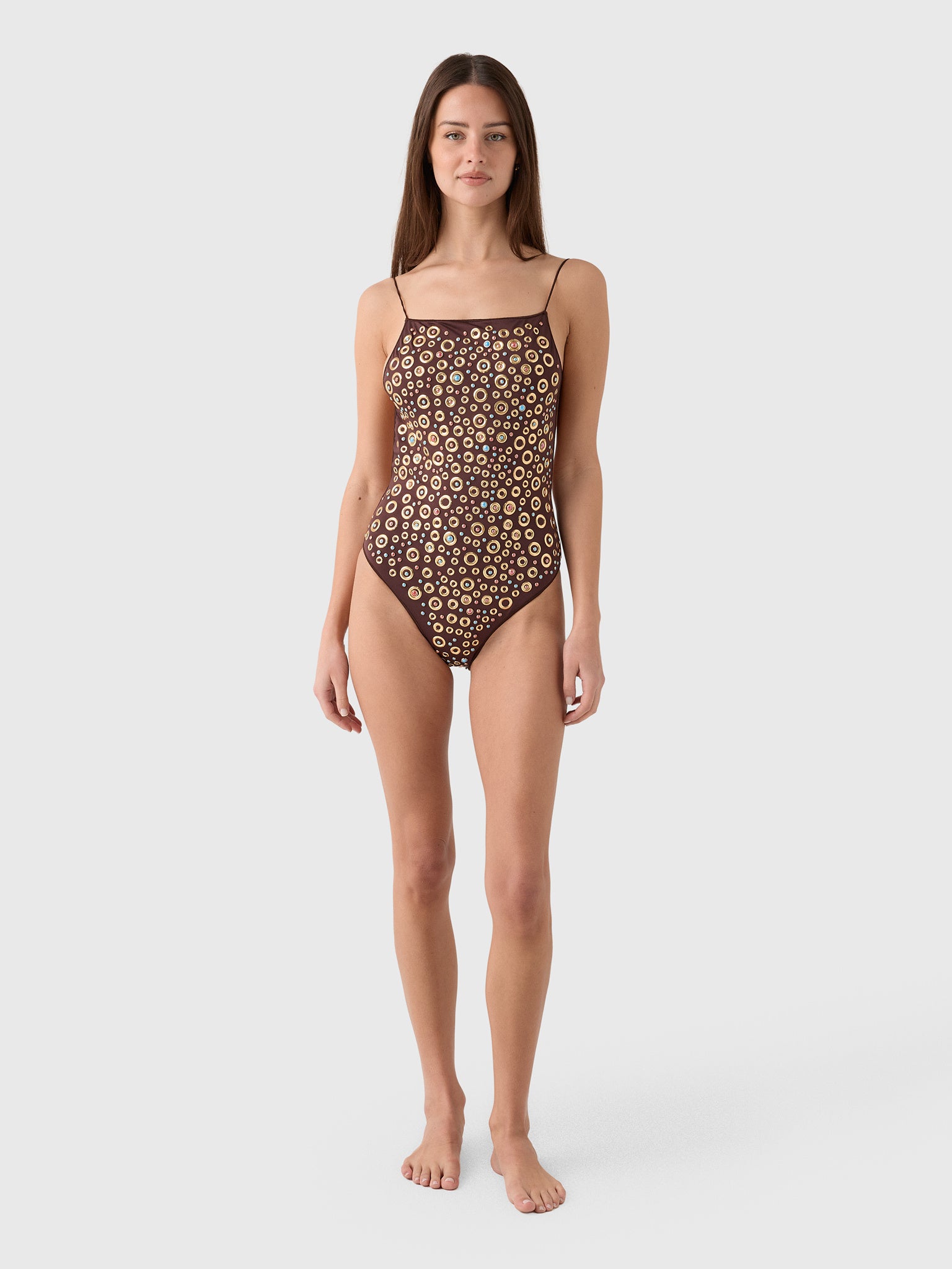 Oseree Women's Studs Maillot One-Piece Swimsuit - Saint Bernard