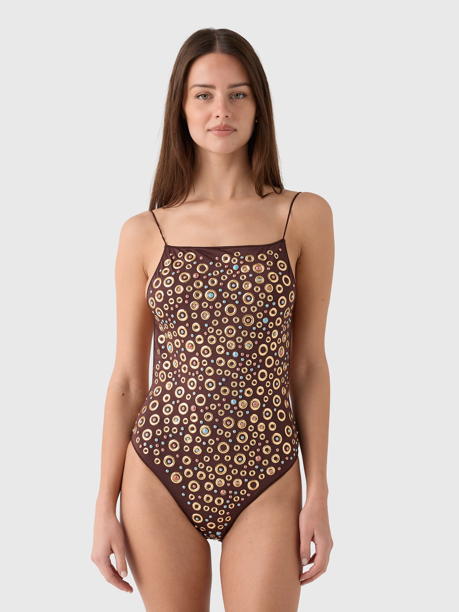 Oseree Women's Studs Maillot One-Piece Swimsuit - Saint Bernard