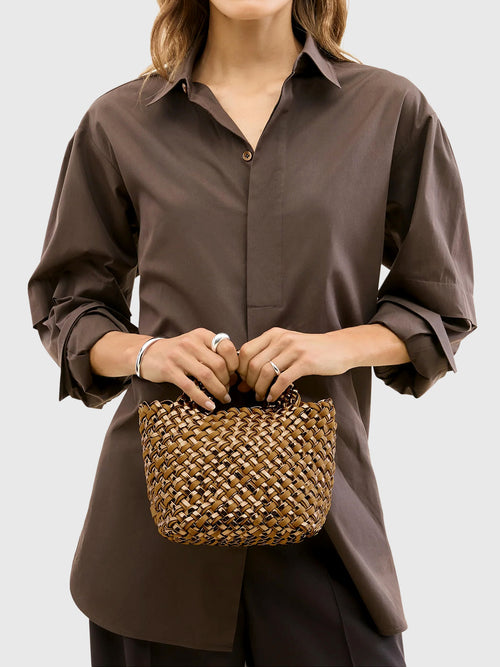 Naghedi St. Barths Petit Double Weave Metallic Tote