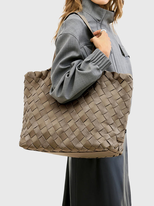 Naghedi Como Medium Striped Suede & Neoprene Tote