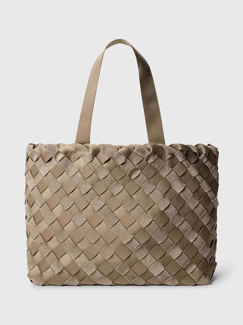 Naghedi Como Medium Striped Suede & Neoprene Tote