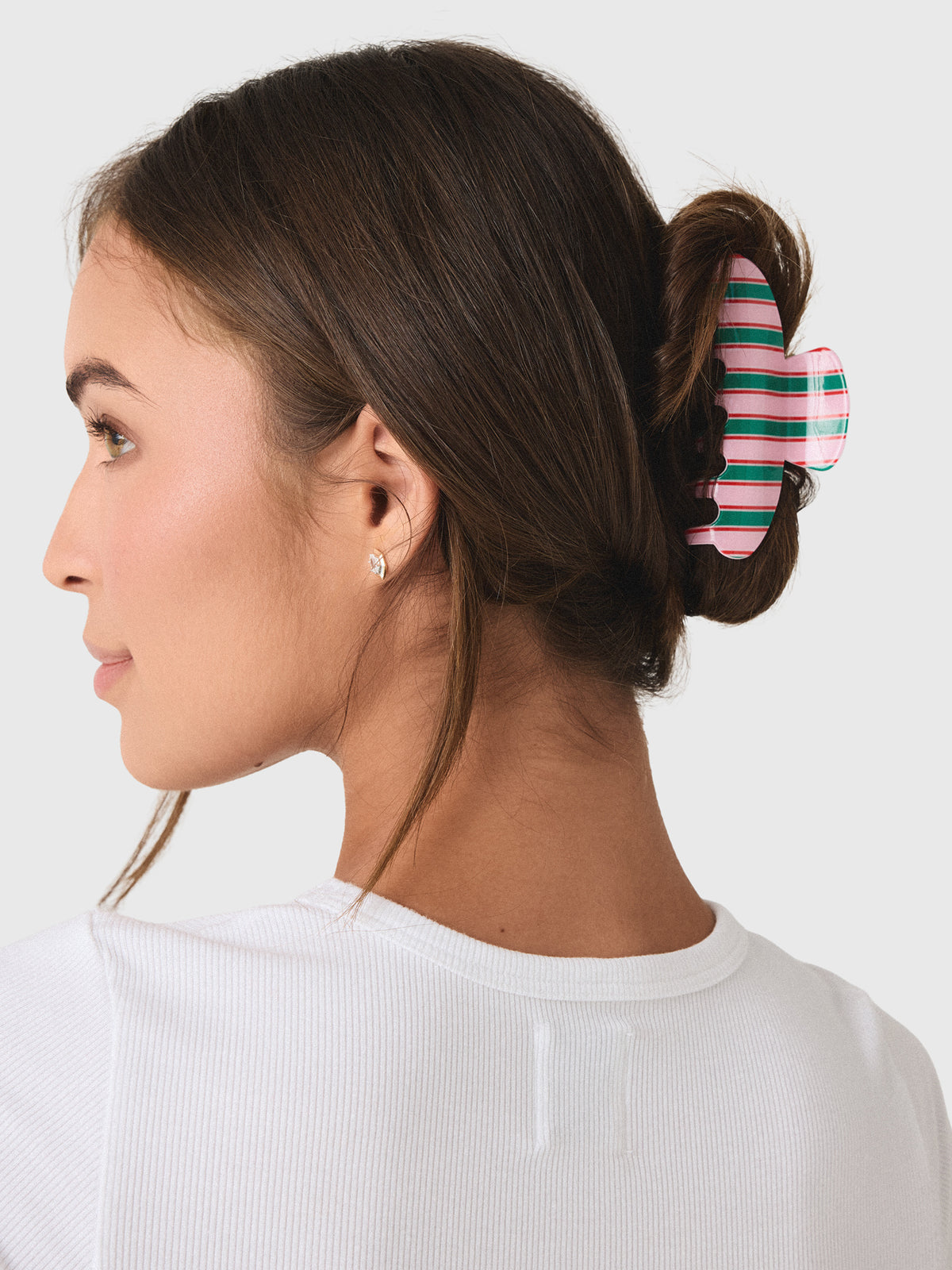 The Shop Striped Curve Hair Claw Clip - Saint Bernard