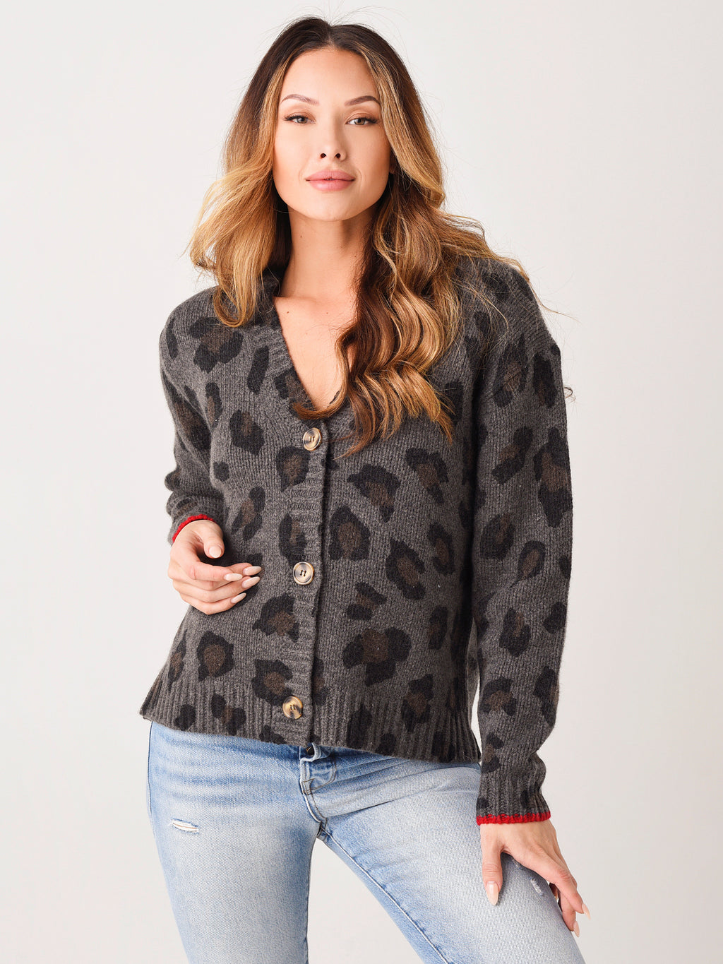 Sundry Women's Leopard Boxy Cardigan - Saint Bernard
