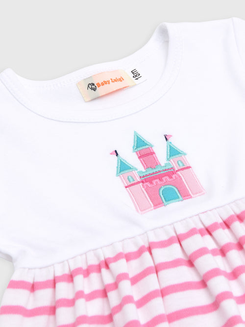 Luigi Girls' Castle & Stripe Skirt Dress - Saint Bernard
