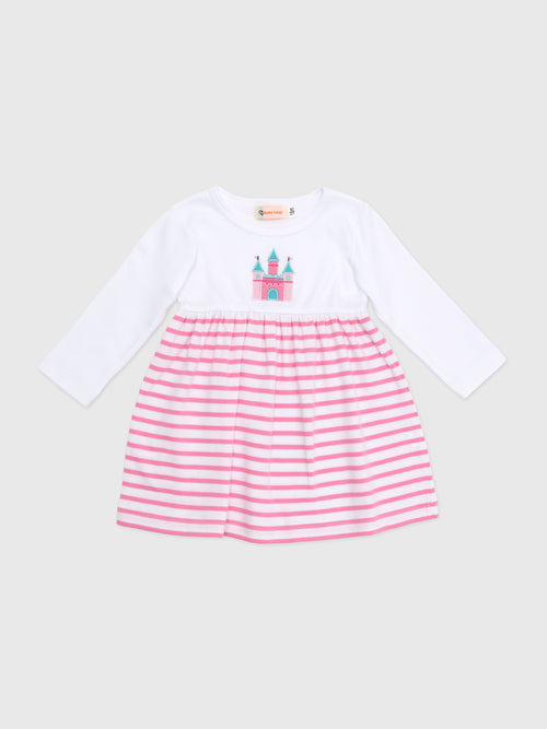 Luigi Girls' Castle & Stripe Skirt Dress - Saint Bernard