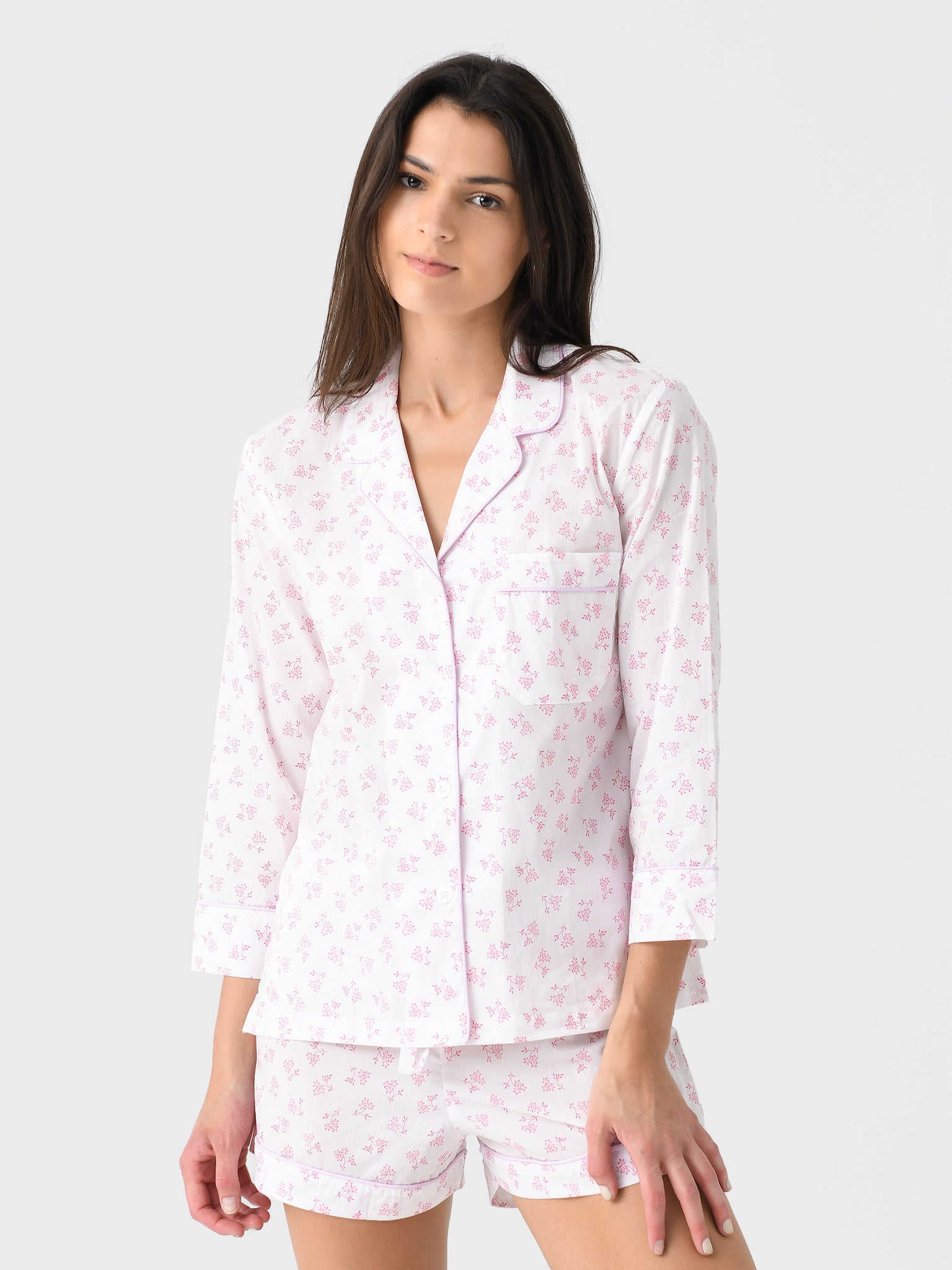 Lenora Women's Classic Cotton Short Pajama Set - Saint Bernard