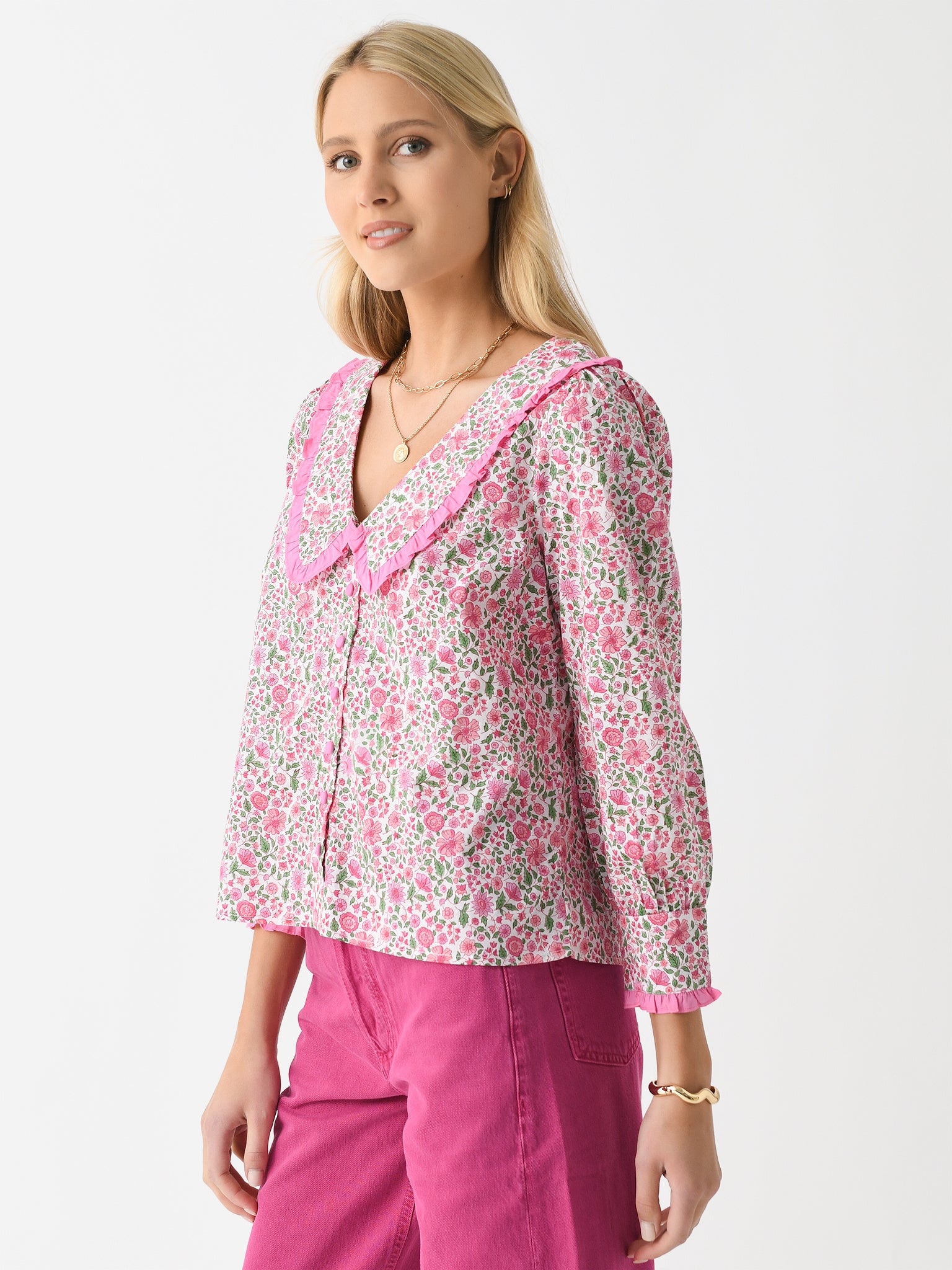 Pink City Prints Women's Esme Blouse | $198.00 | Saint Bernard
