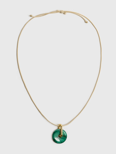 Timeless Pearly Malachite Disc Necklace - Saint Bernard