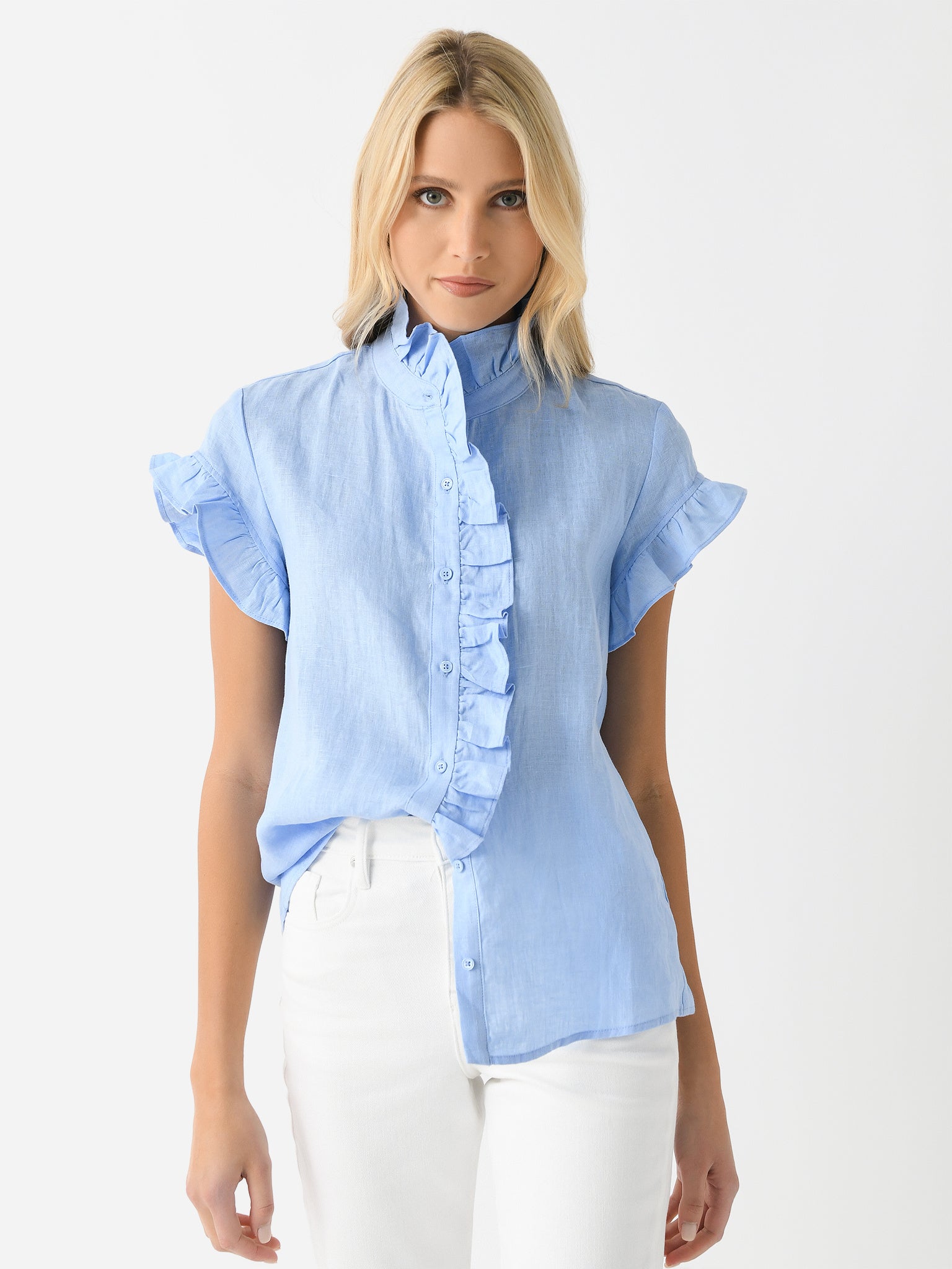 Linen Ruffle Shirt | $158.00 | Saint Bernard
