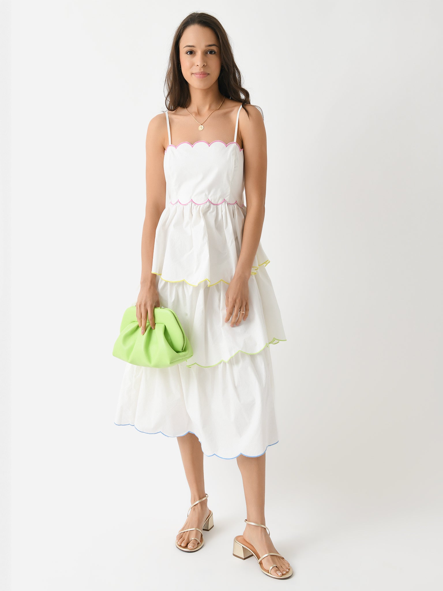 English Factory Women's Scallop Sleeveless Tiered Dress - Saint Bernard