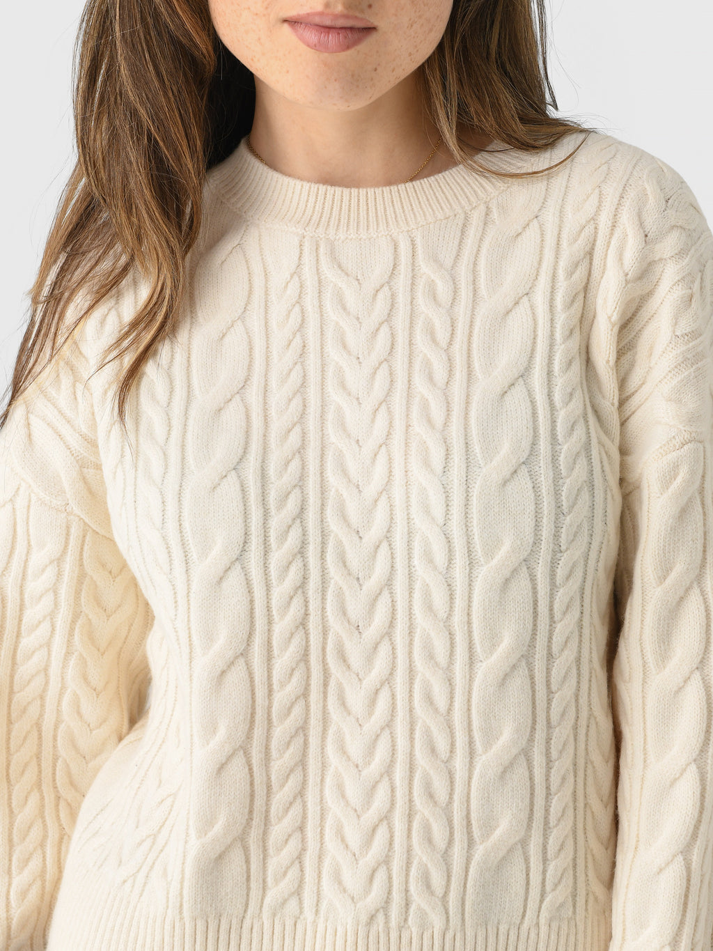 Eche Women's Crewneck Cable Sweater - Saint Bernard