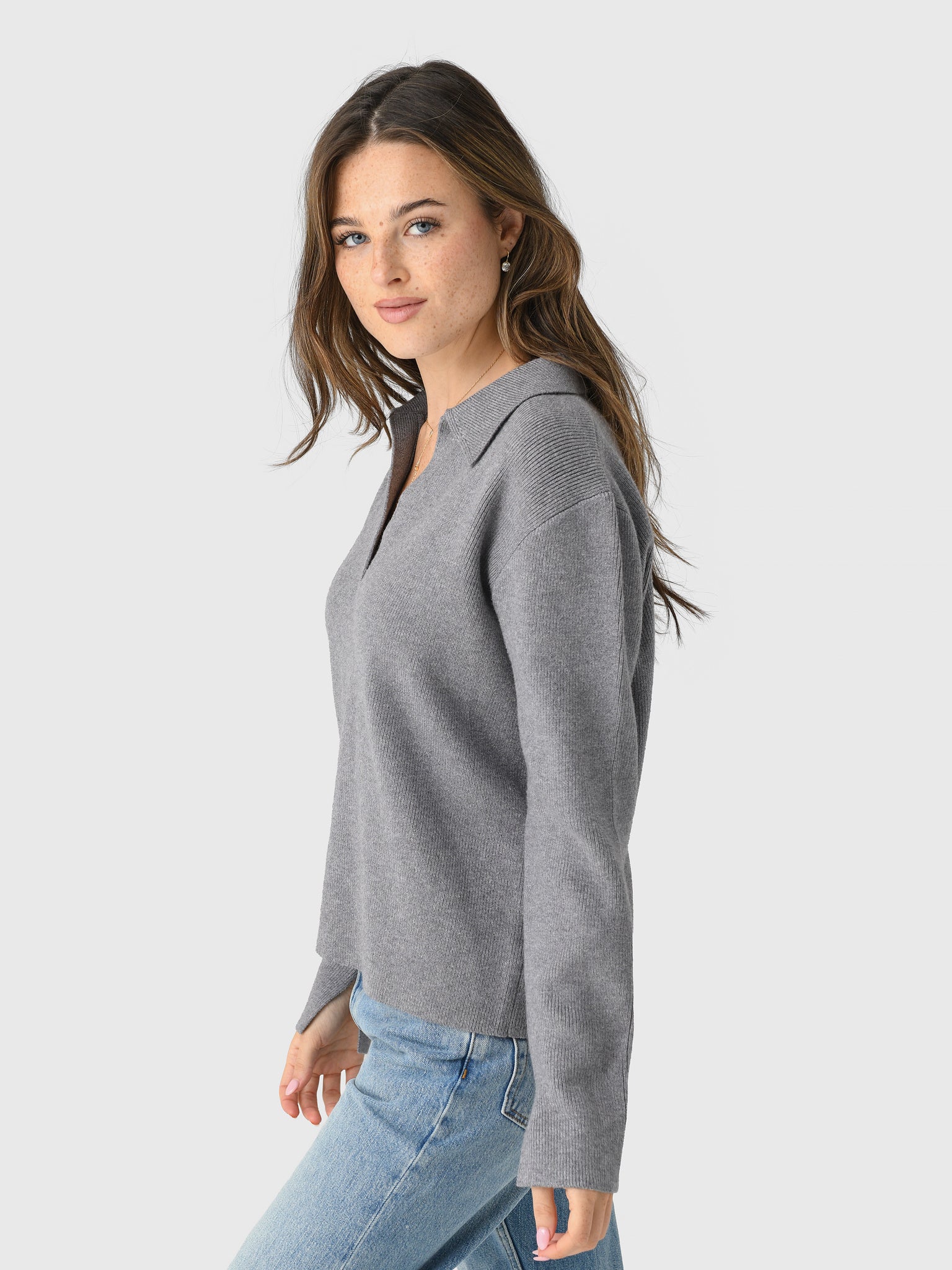 Eche Women's Oversized Collar Knit Top - Saint Bernard