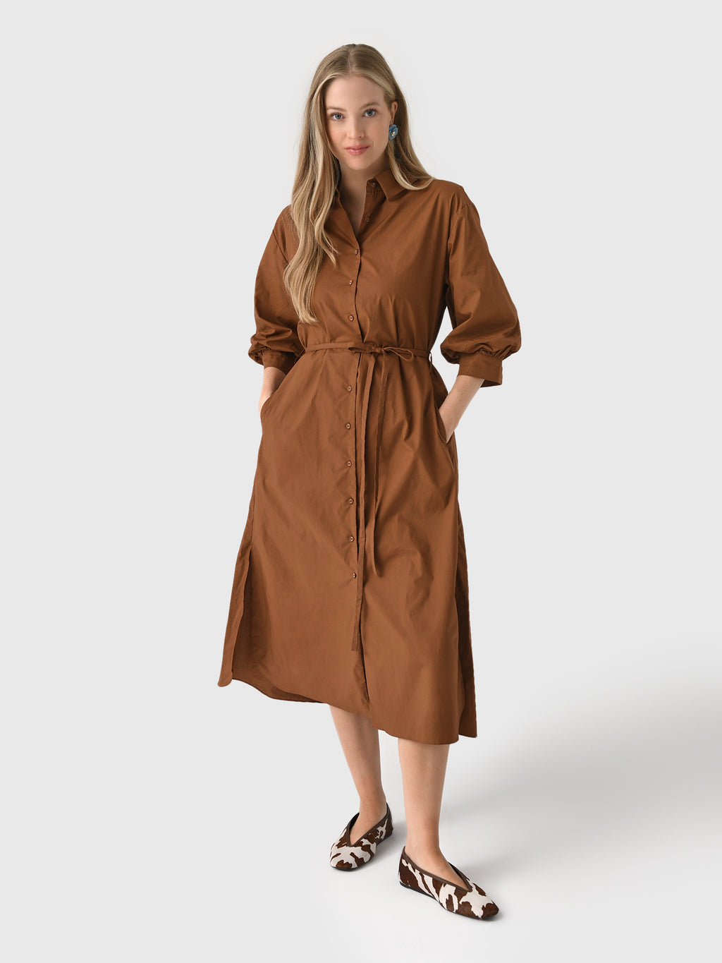 Eche Women's Flared Shirt Midi Dress - Saint Bernard