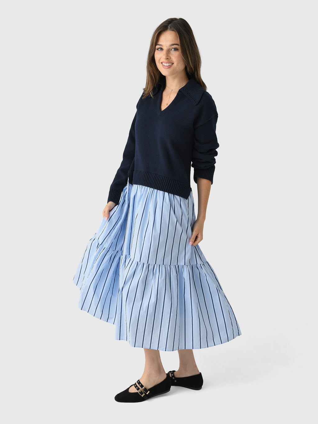 Eche Women's Mixed Media Midi Dress - Saint Bernard