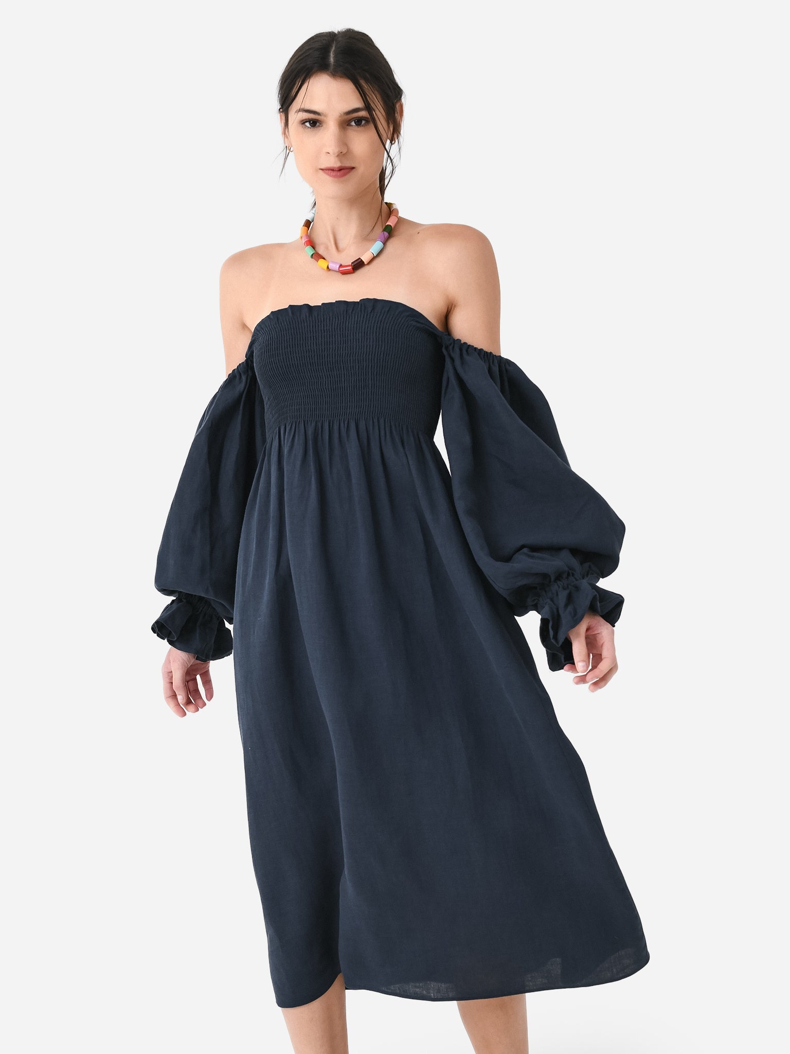 sleeper opera linen dress Sleeper Linen Opera Midi Dress - White