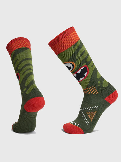 Le Bent Kids' Light Cushion Monster Party Snow Socks