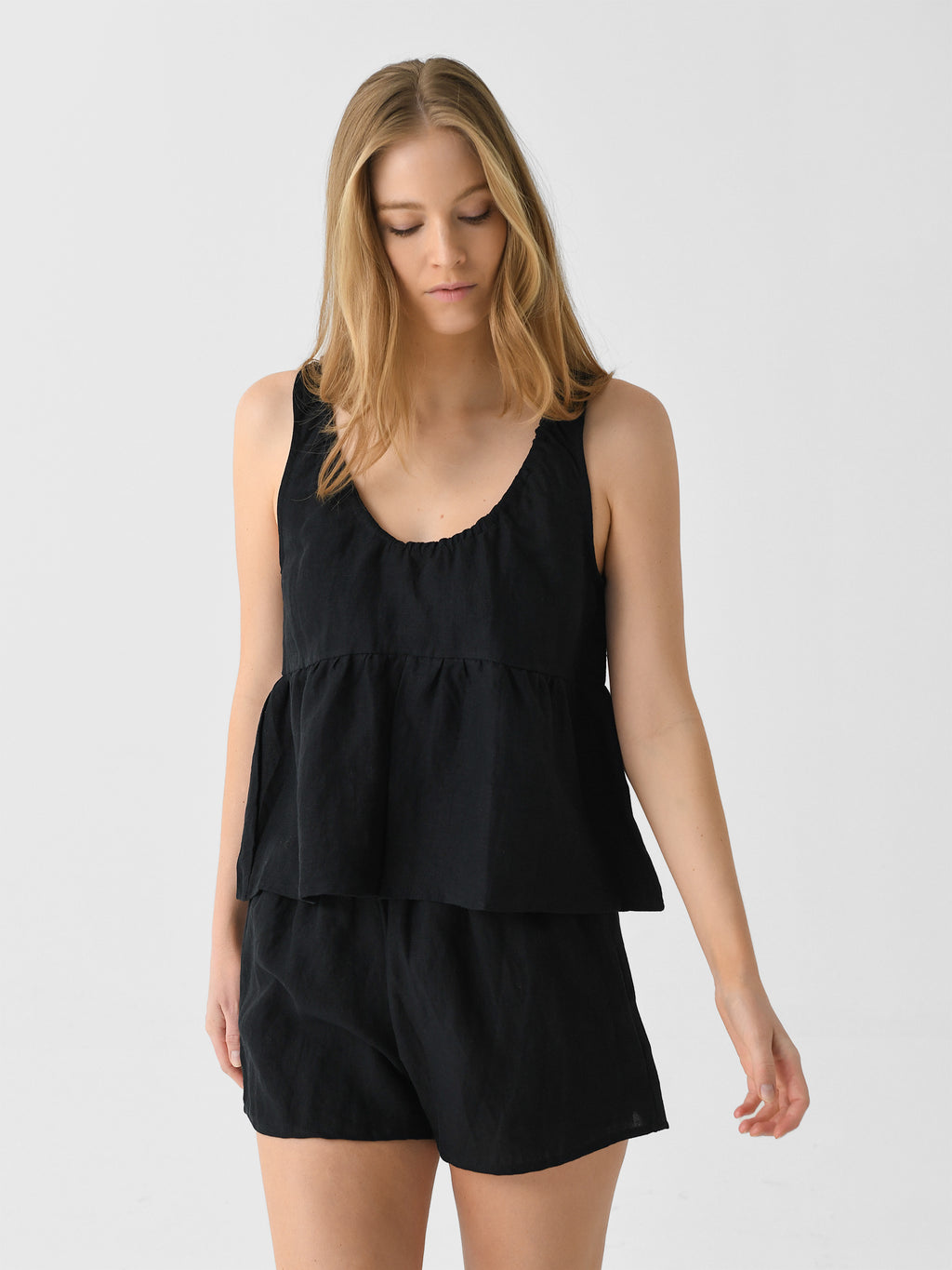 Deiji Studios Women's Gathered Linen Set - Saint Bernard