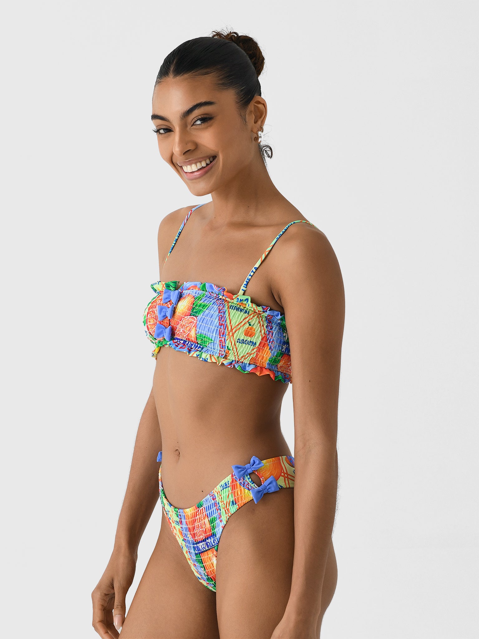Damson Madder Women's Jessie Shirred Bow Bikini Top | $75.00