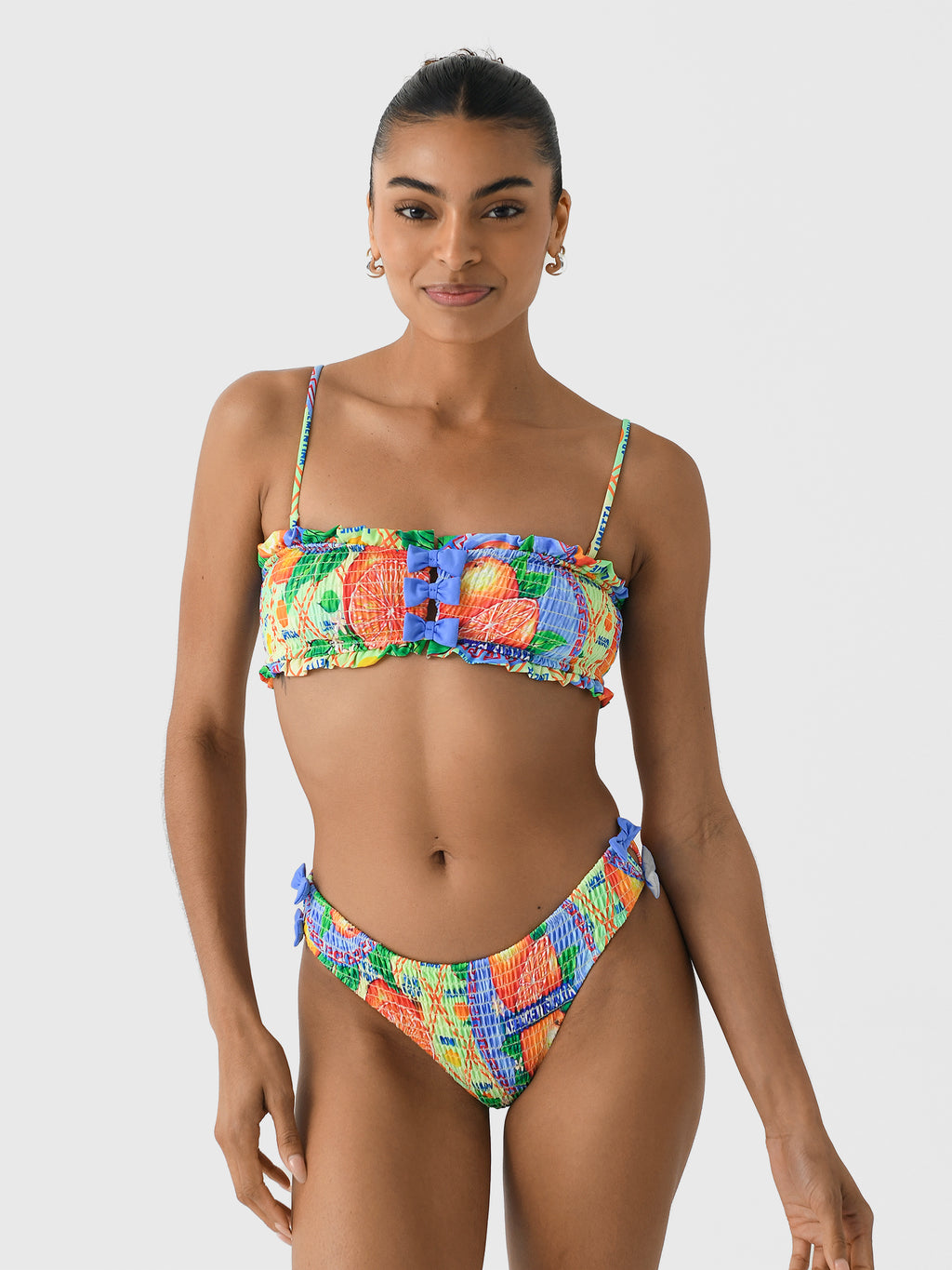 Damson Madder Women's Jessie Shirred Bow Bikini Top - Saint Bernard