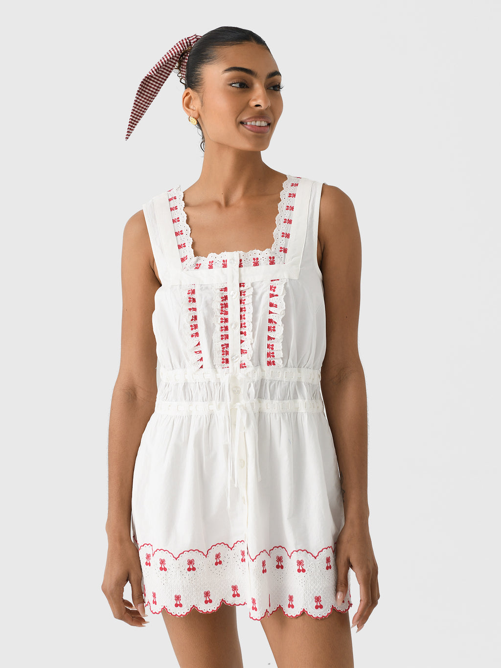 damson madder amaya scalloped mini dress Damson Madder Women's Amaya Mini Dress