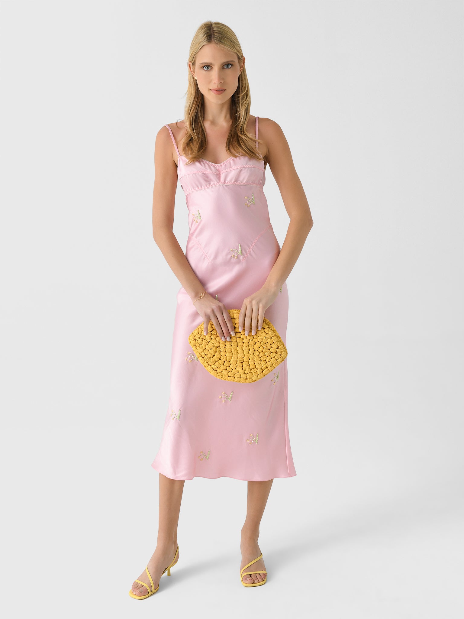 Anna October Women's Beaded Waterlily Dress, Light Pink, Polyester | Size: Large