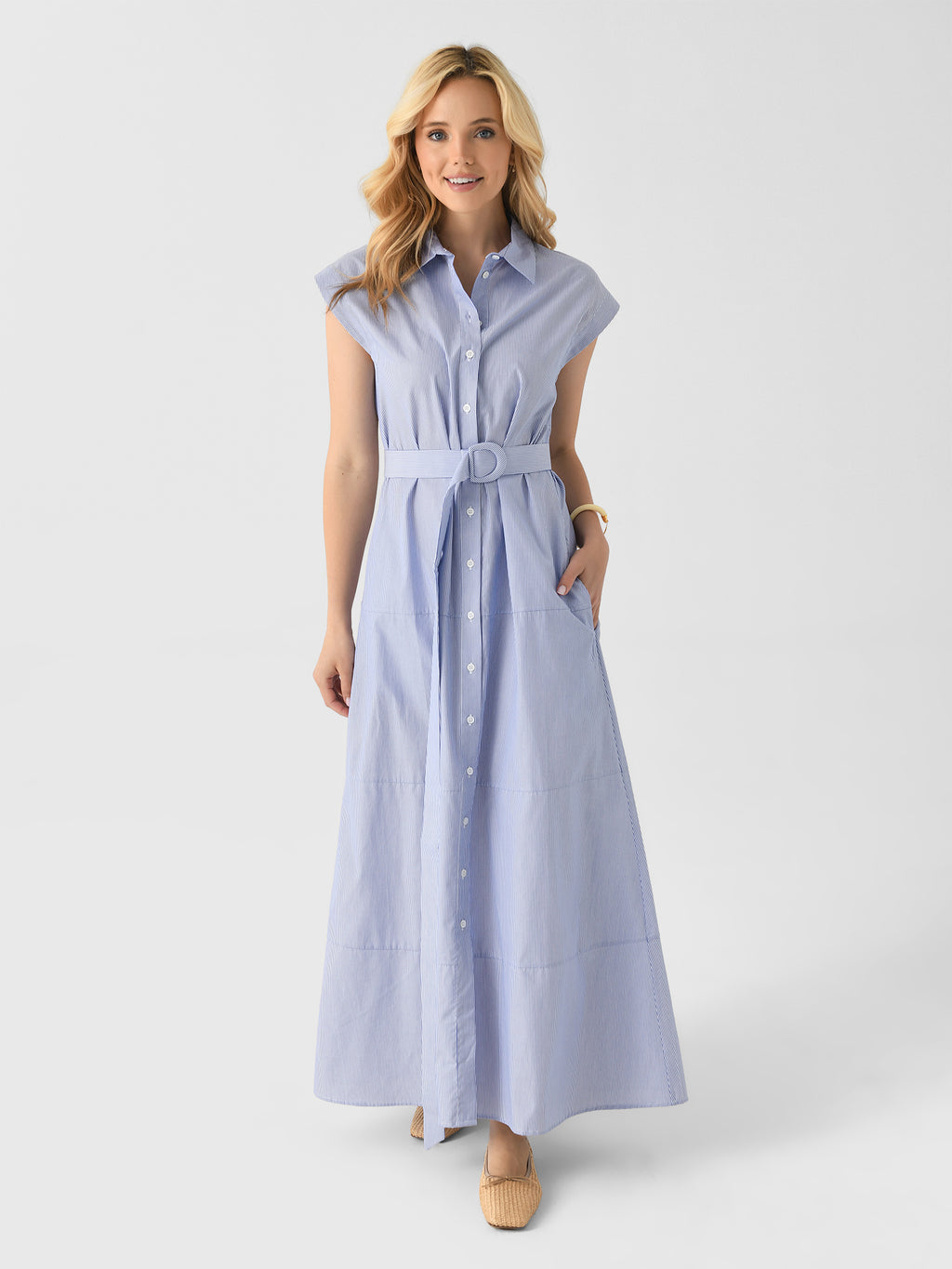 Evi Grintela Women's Melina Sleeveless Stripe Long Dress - Saint Bernard