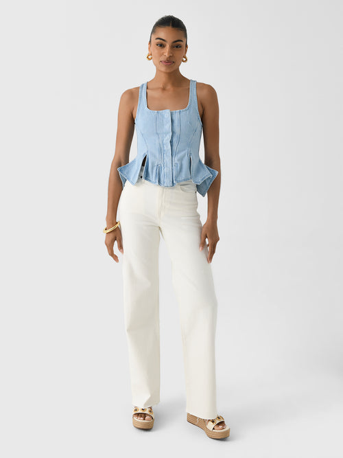 Marques Almeida Women's Corset Peplum Denim Top