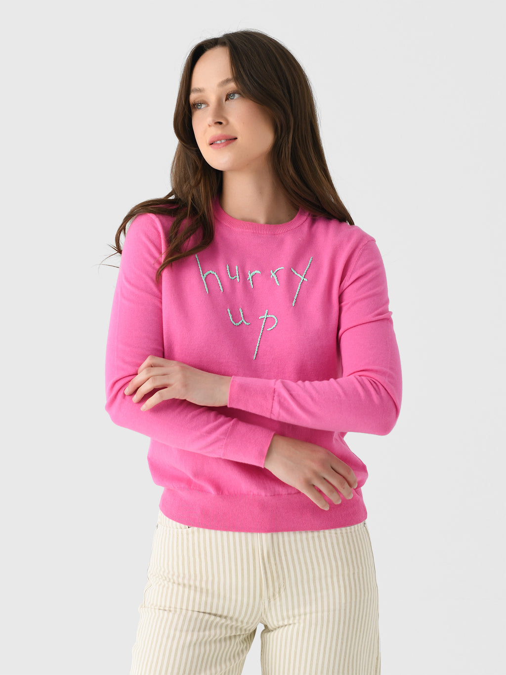 Lingua Franca Women's Hurry Up, Slow Down Crewneck Sweater - Saint Bernard