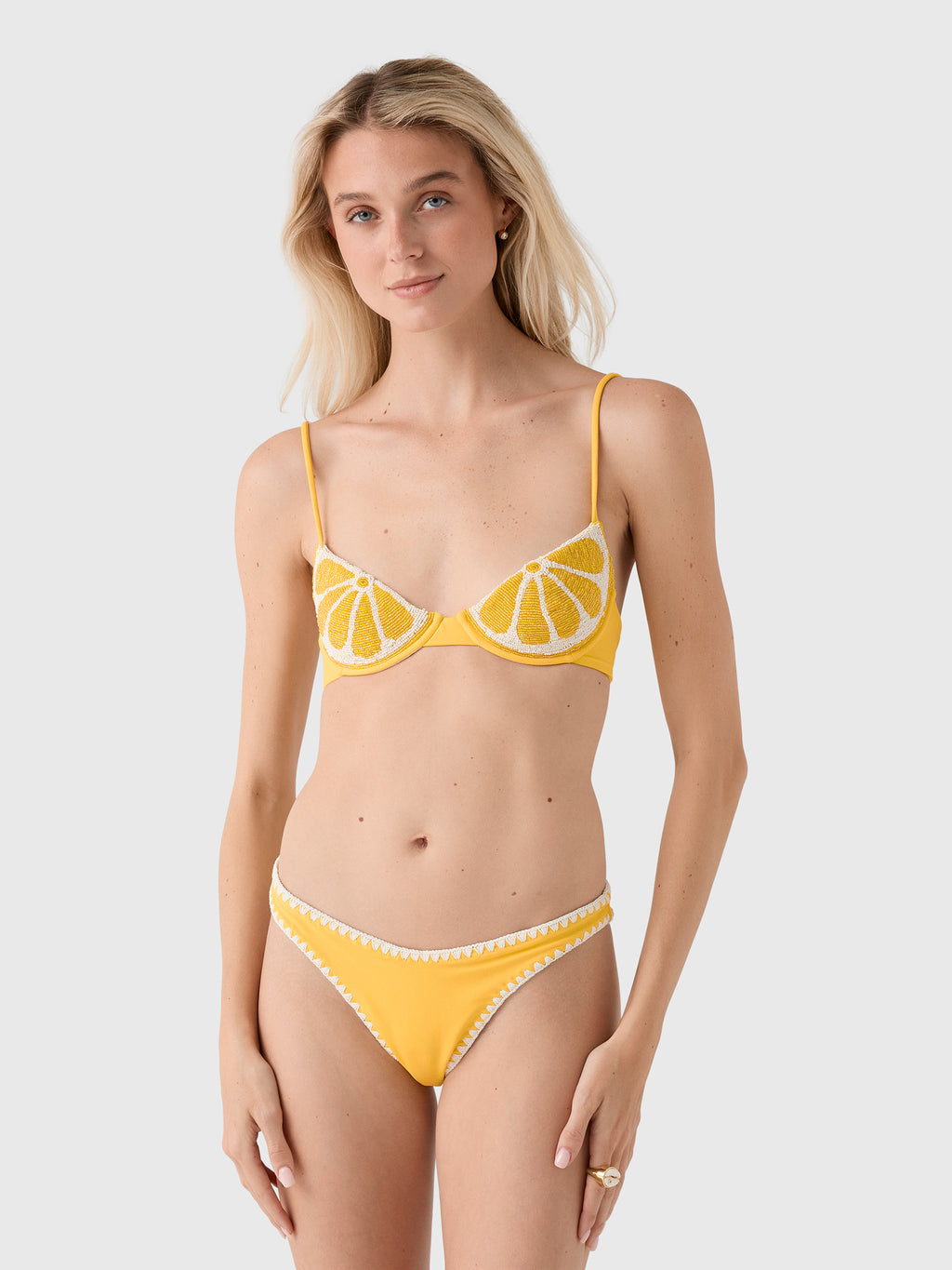 Leslie Amon Women's Lemon Slice Bikini Top - Saint Bernard