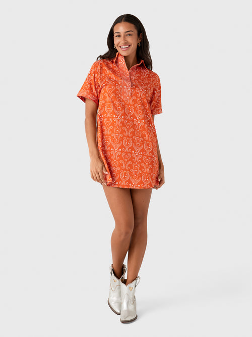 Never A Wallflower Women's Split Neck Dress - Saint Bernard