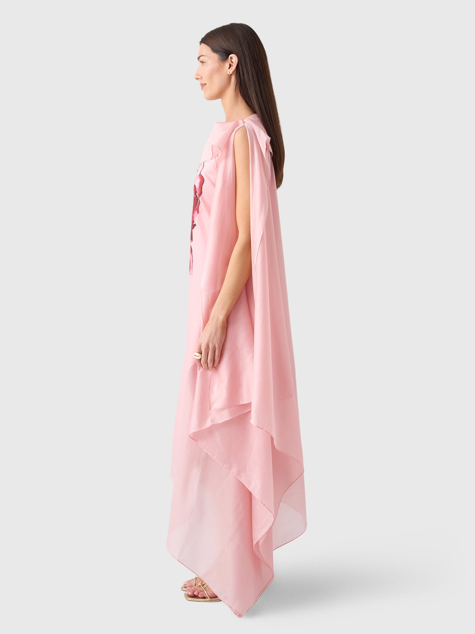 Marques Almeida Women's Watercolor Flower Scarf Drape Midi Dress - Saint Bernard