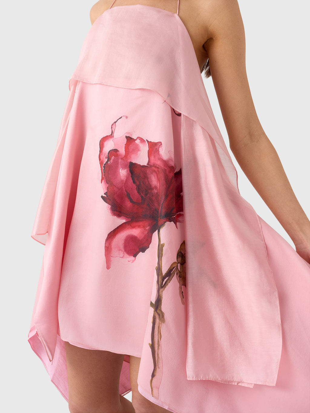 Marques Almeida Women's Watercolor Flower Scarf Mini Dress - Saint Bernard