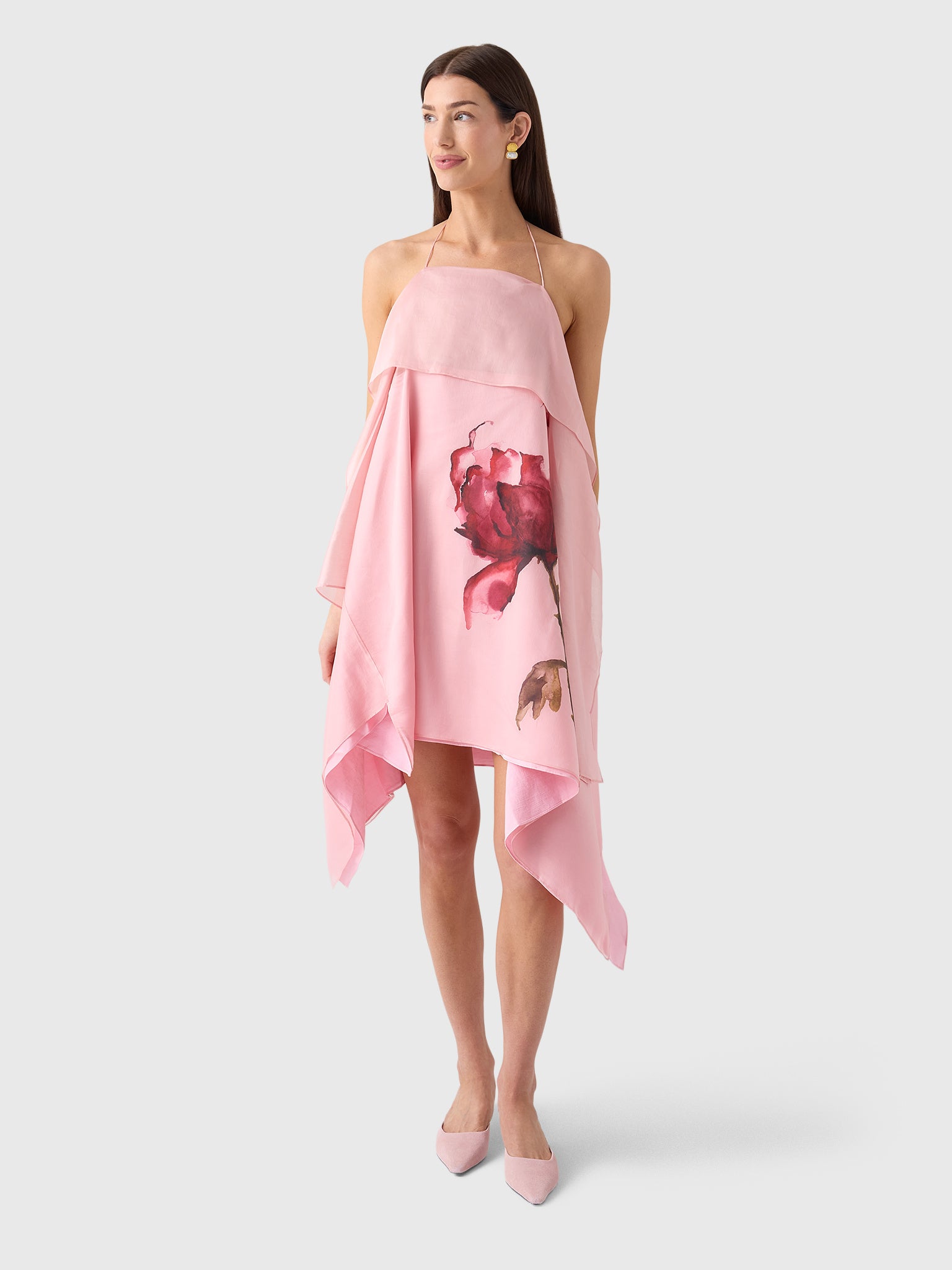 Marques Almeida Women's Watercolor Flower Scarf Mini Dress - Saint Bernard