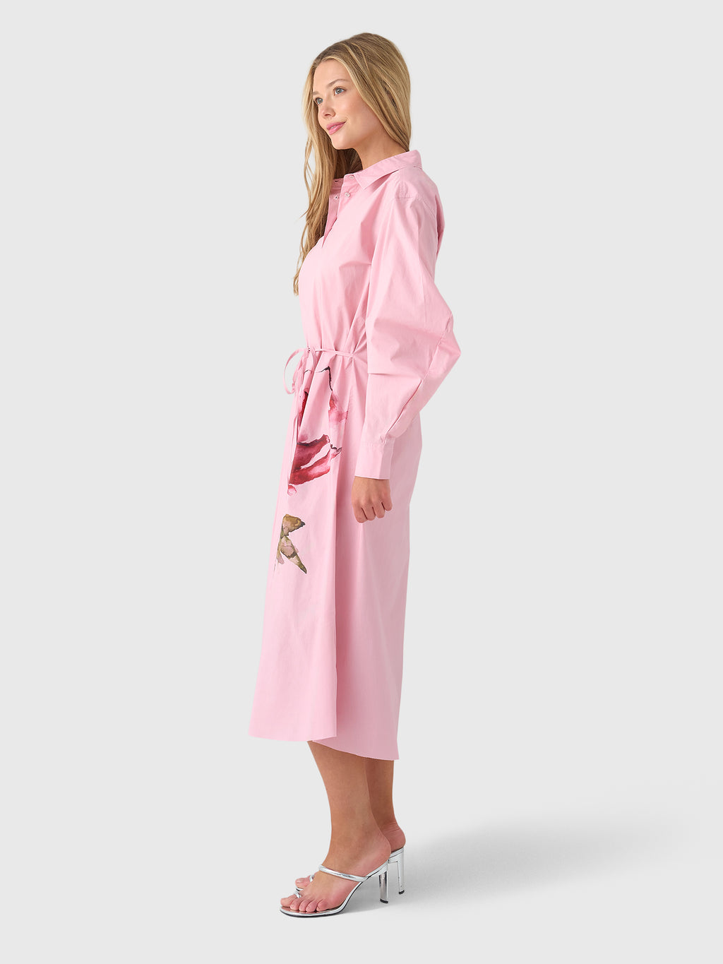 Marques Almeida Women's Watercolor Flower Shirt Dress - Saint Bernard
