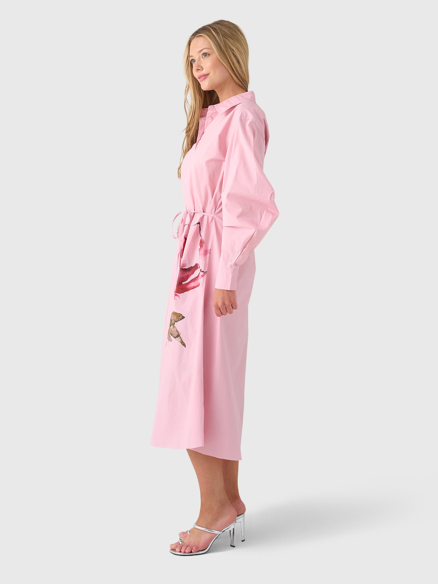 Marques Almeida Women's Watercolor Flower Shirt Dress - Saint Bernard