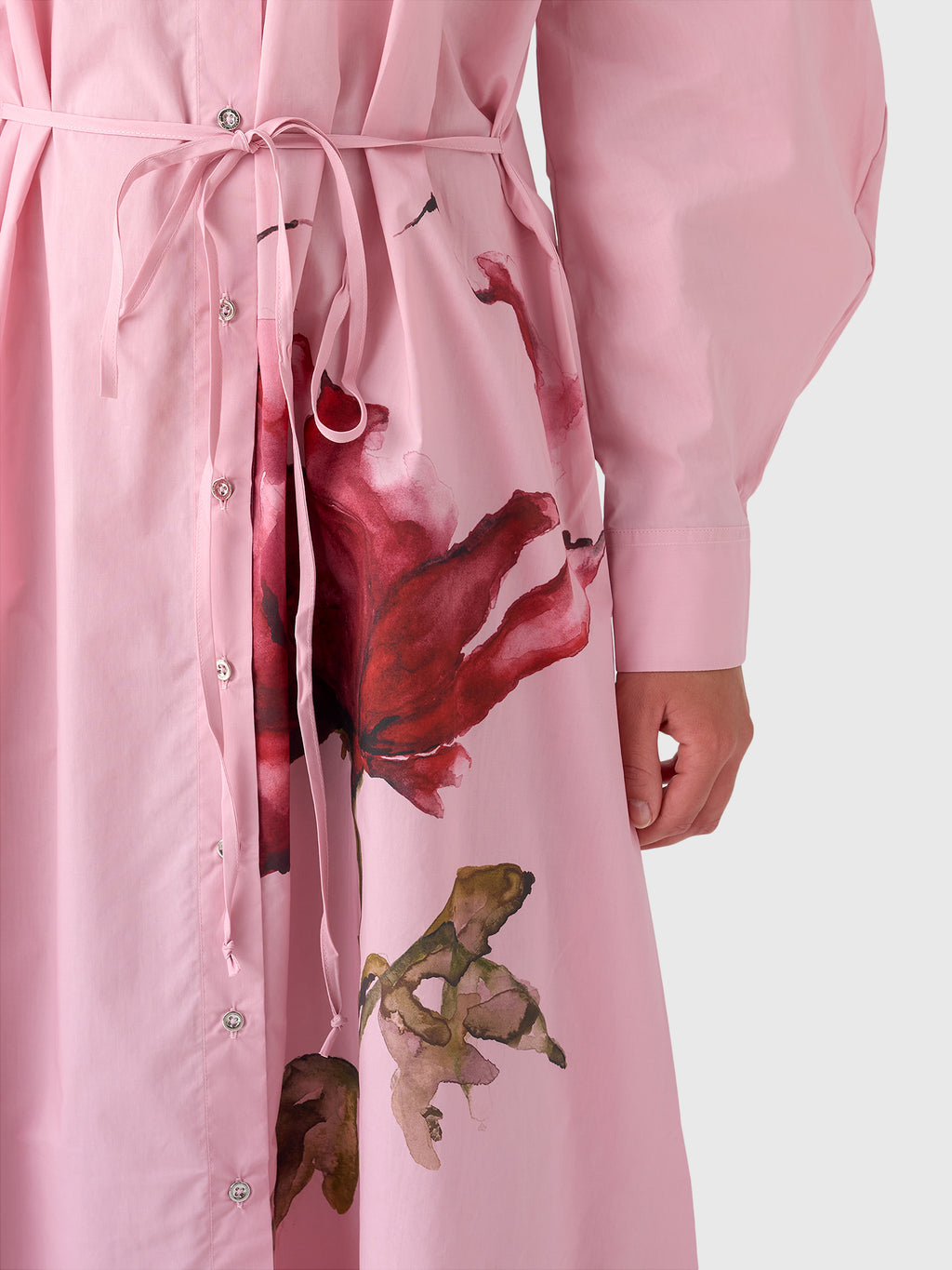 Marques Almeida Women's Watercolor Flower Shirt Dress - Saint Bernard