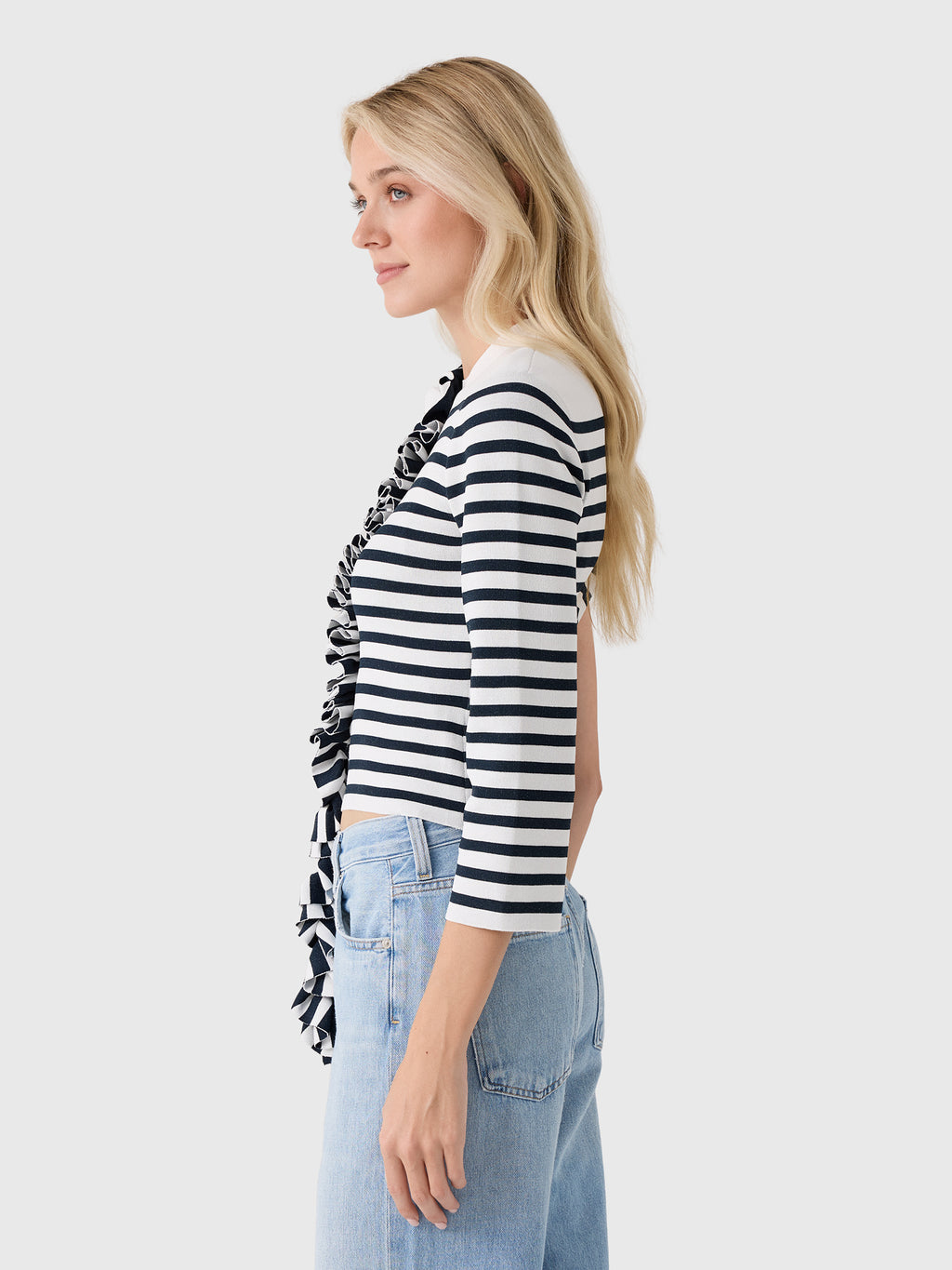 Awake Mode Women's Knitted Ruffle Top - Saint Bernard