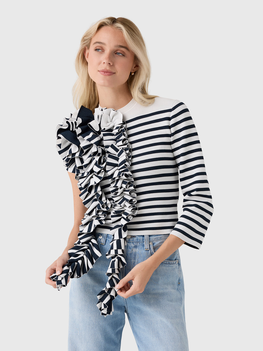 Awake Mode Women's Knitted Ruffle Top - Saint Bernard