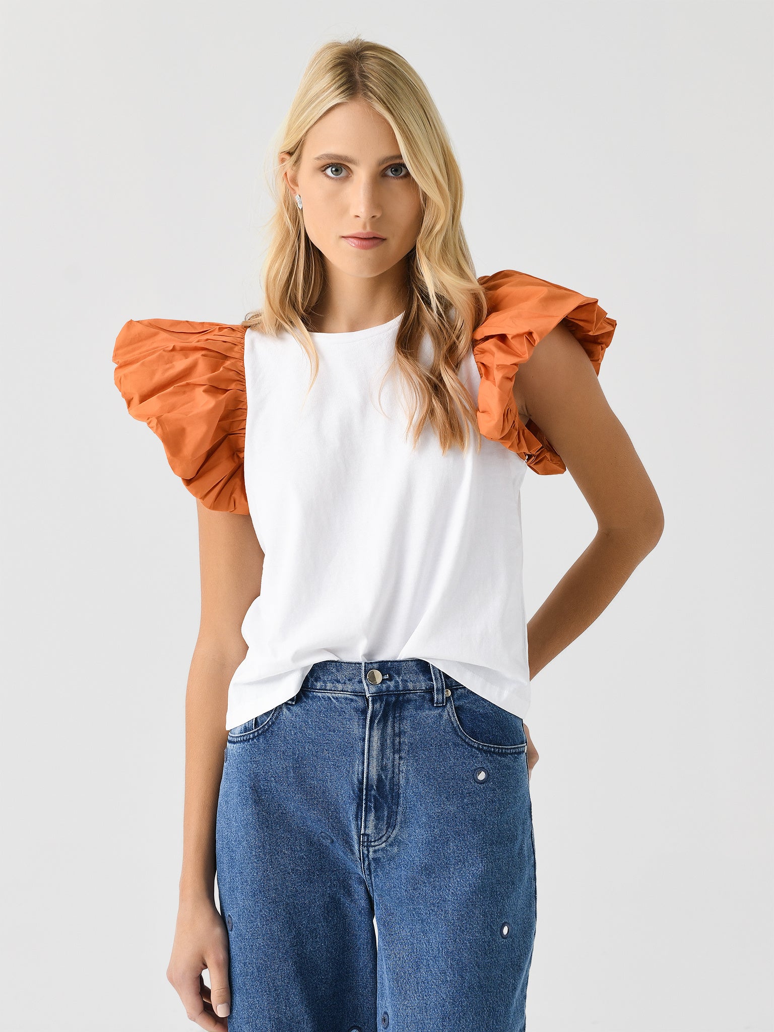 Eche Women's Ruffle Sleeve Top - Saint Bernard