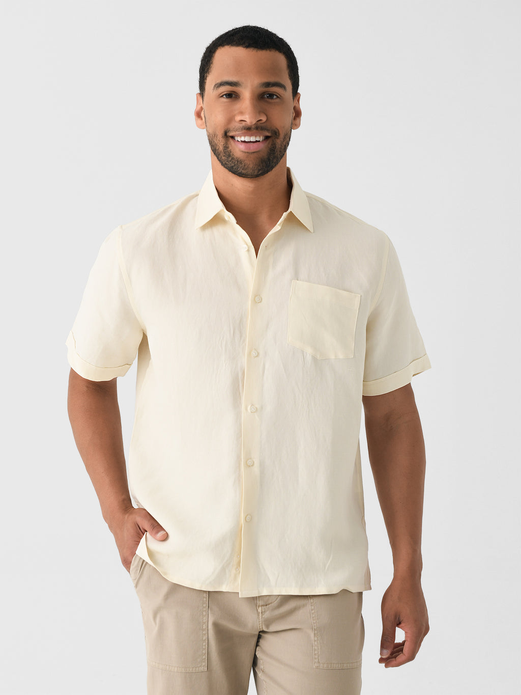 Nicoló Men's Short Sleeve Camp Shirt - Saint Bernard