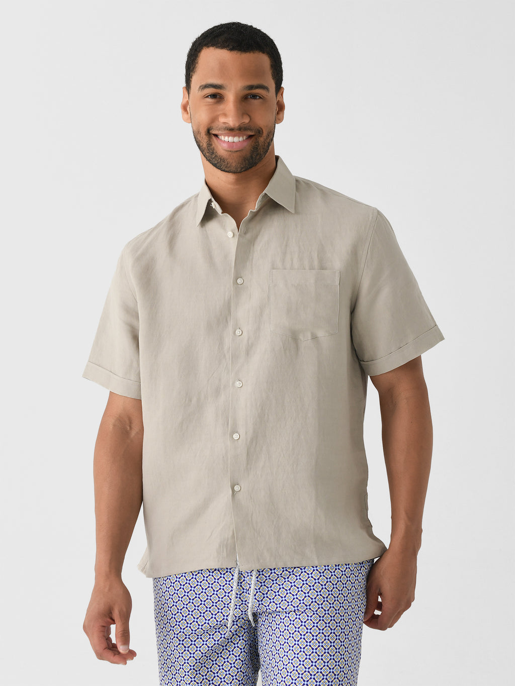 Nicoló Men's Short Sleeve Camp Shirt - Saint Bernard