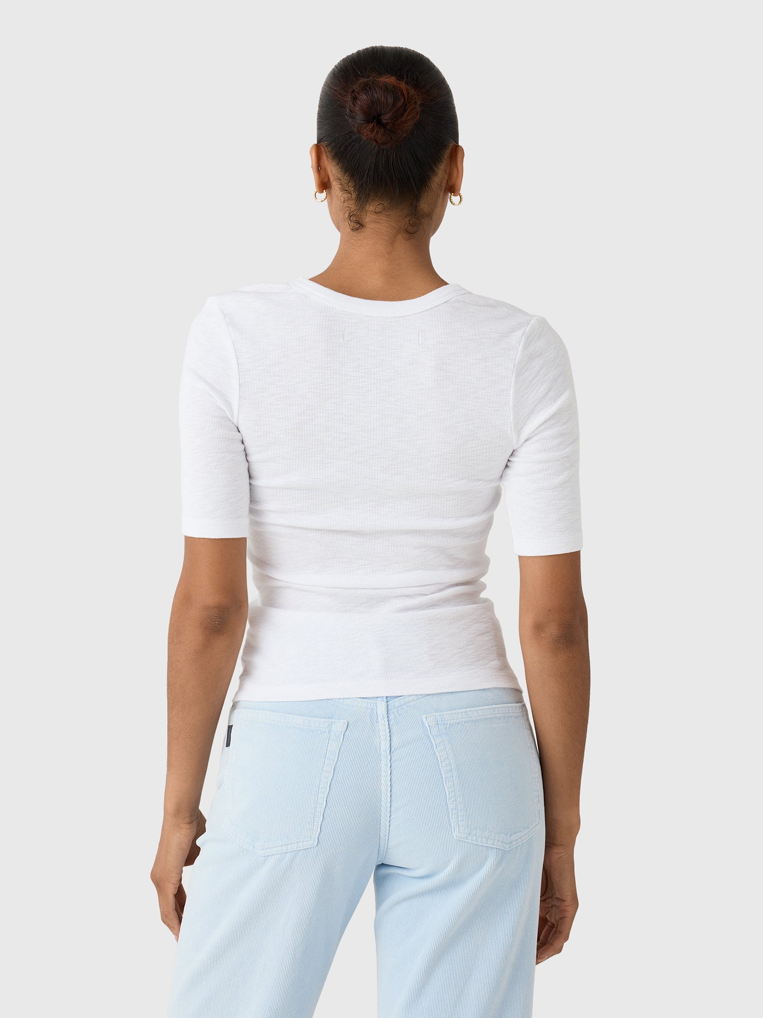 Enza Costa Women's Textured Knit Half Sleeve U-Neck Tee - Saint Bernard